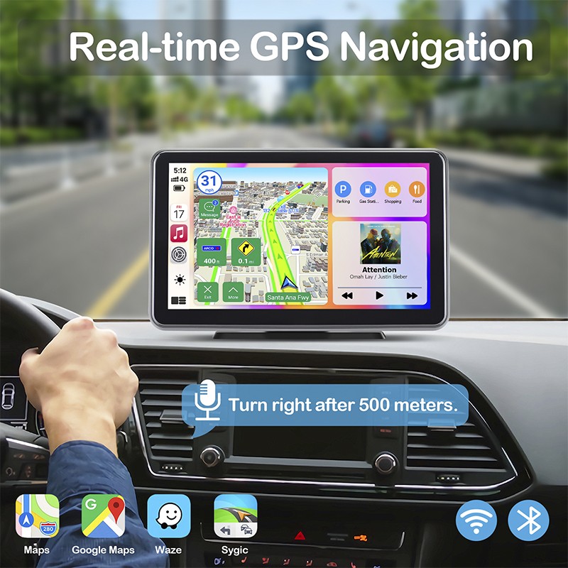 Wireless Carplay Screen Portable 7 Inch Wireless CarPlay Android Auto ...