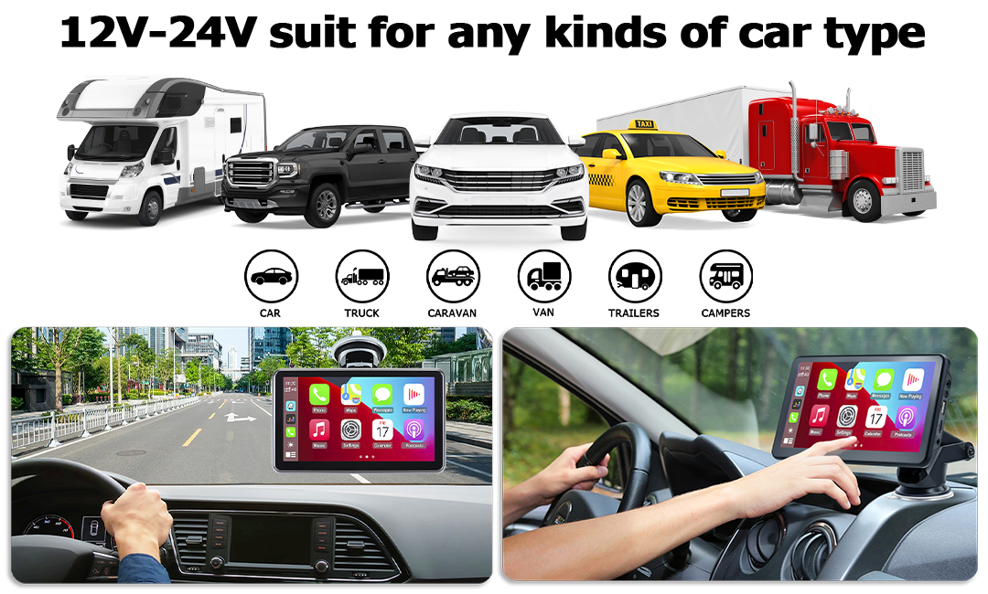 OHREX Carplay Android Auto Wireless Portable Car Stereo 7 Inch Full HD